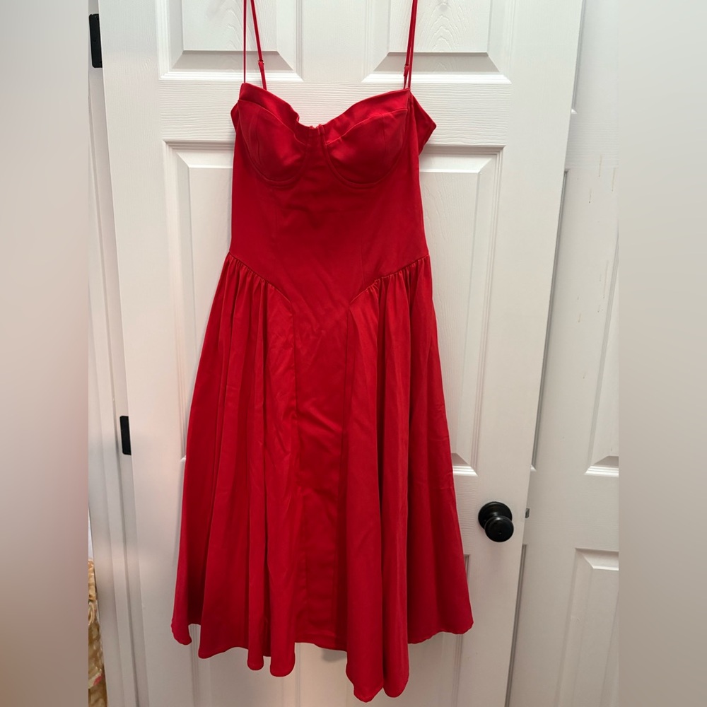 ❌SOLD❌House of CB Samaria Fit & Flare Midi Cocktail Dress Haute Red - Picture 8 of 11